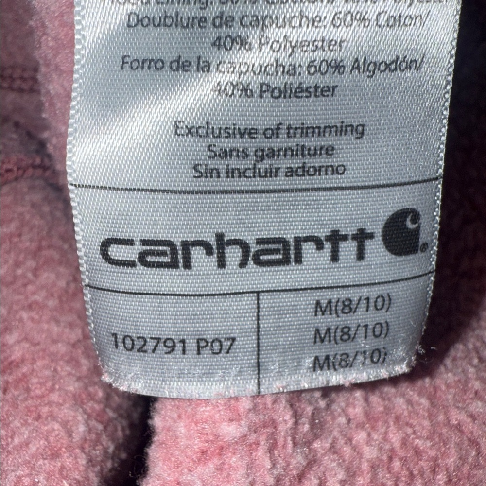 Carhartt Faded Rose Tint Midweight pullover Hoodie Sweatshirt Medium - Picture 8 of 9